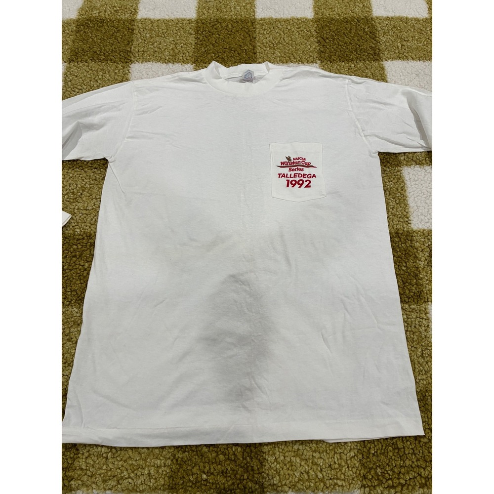 Vintage 1992 NASCAR‎ Winston Cup Talladega Long Sleeve Pocket T-Shirt XL White - Picture 2 of 9